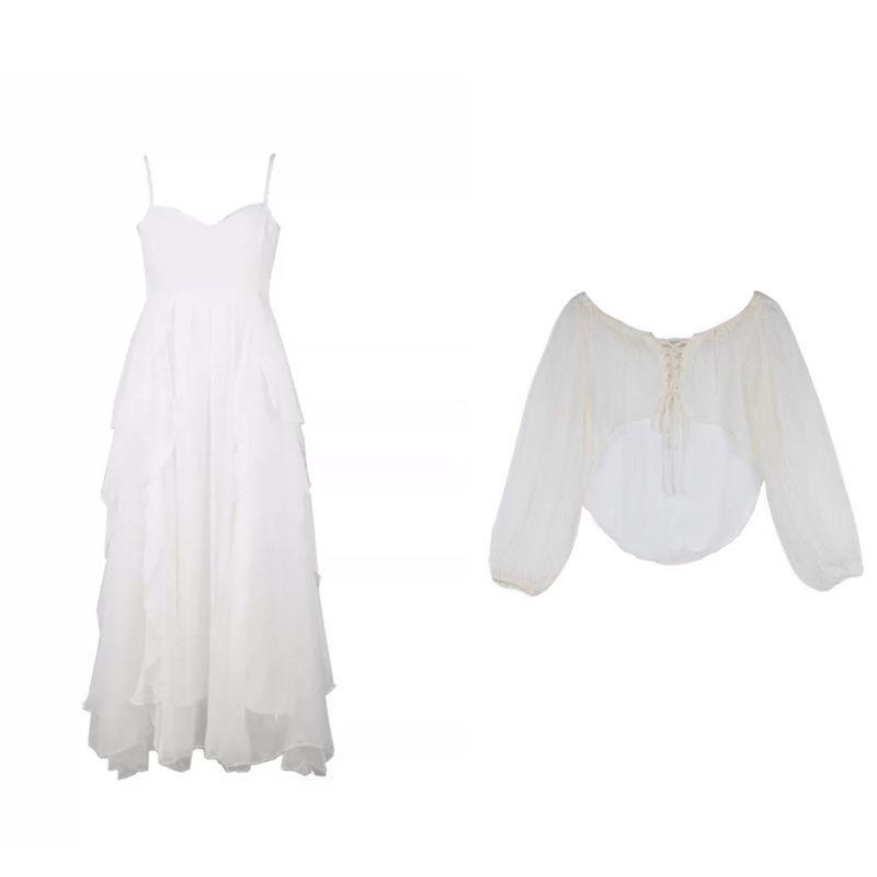 Summer Beach Ruffle Strap Dress: First Love Feel in White