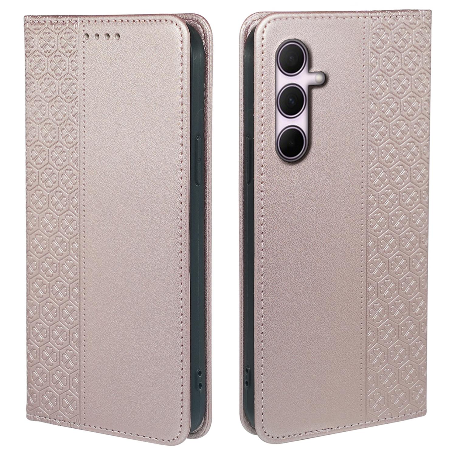 

For Samsung Galaxy A36 5G/A56 5G Case Four Leaf Clover Leather Flip Phone Cover Stand Wallet Rose Gold
