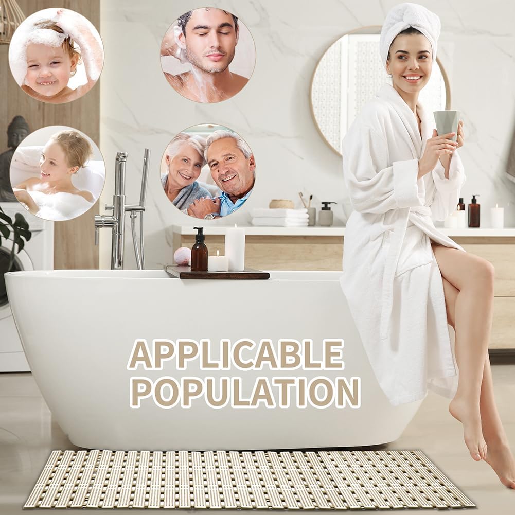 

Коврик для ванной, нескользящий, коврик для душа, противоплесневый, полосатый, текстурированный, мягкий, коврик для ванной комнаты, пол для ванной с присосками 40cmx68cm серый