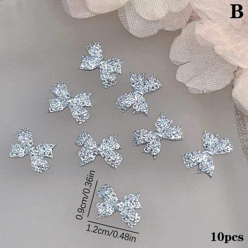 10Pcs Cute Bear Bow  For Nails Heart Shaped  3D Nail Art Charms Diy Manicure Decoration