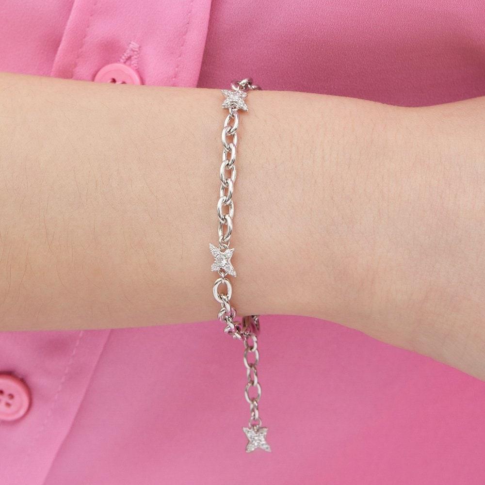 Nova Silver (W) Pave Link Station Bracelet Hl1B54121W9180