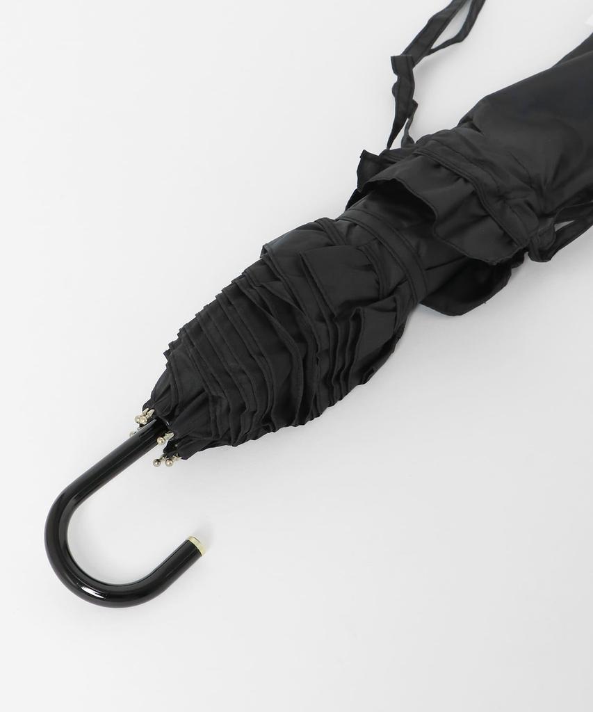 Sunny Label Klassischer Rüschen Mini Sonnen- und Schwarzer Damenregenschirm, Regen, LWA5-11820-102,