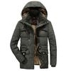 Zimní kožešinová bunda s kapucí odolná proti větru Kapsy Fleece kovový zip Pánská Tlustá Teplá Bunda