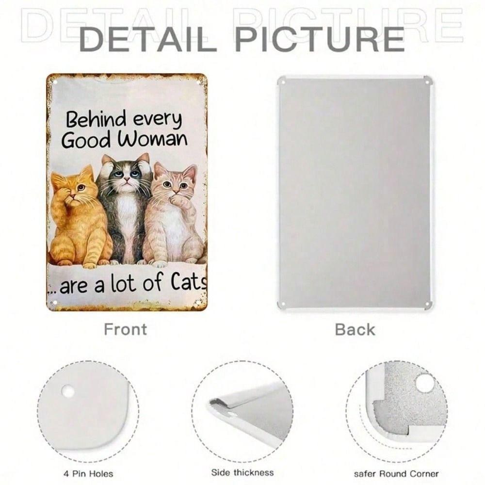 Vintage Cat Quote Metal Wall Sign Farmhouse Tin Plaque Decor
