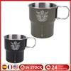 300ml Outdoor Camping Mug Stainless Steel Camping Water Cup with Foldable Handle Stackable Travel Cutlery Picnic Utensils