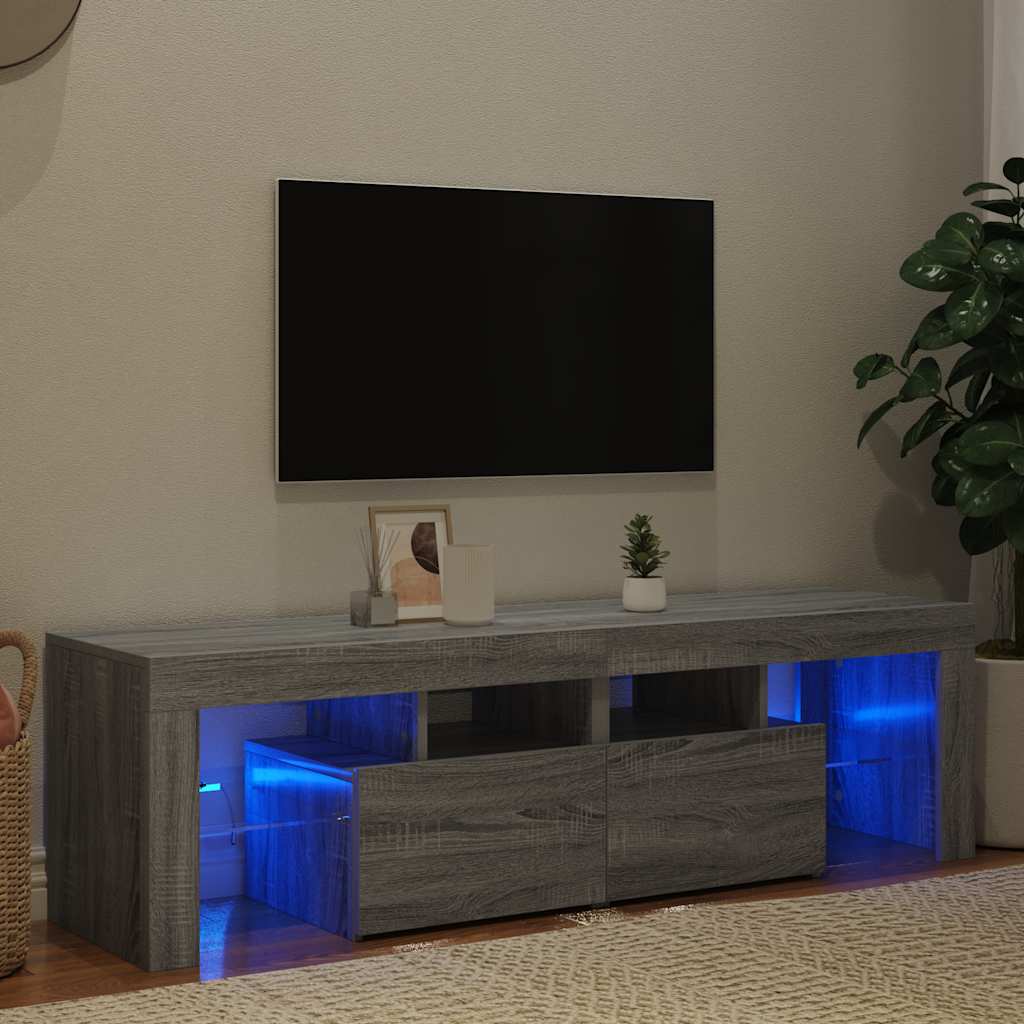 vidaXL TV-Schrank mit LED-Leuchten Grau Sonoma 140x36,5x40 cm