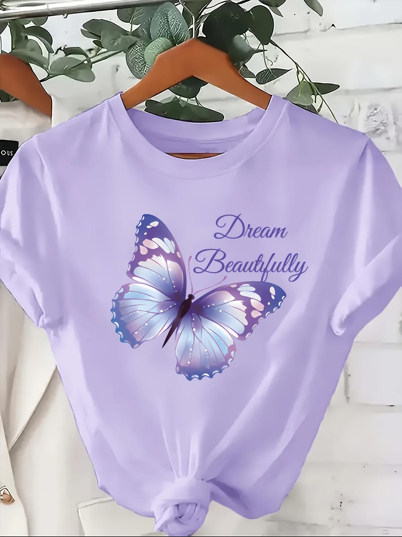 

Women s Butterfly Print T-shirt. Short Sleeve Crew Neck Casual Top for Summer ; Spring. Women s Clothing XL дубильная кора