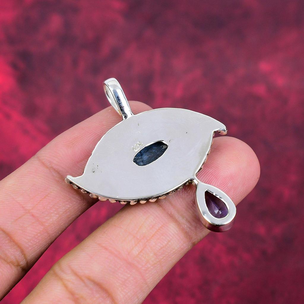 Pietersit, Tansanit Handgefertigter Edelsteinanhänger, 925 Sterlingsilberanhänger Antikschmuck, Anhänger für Verlobungsgeschenk