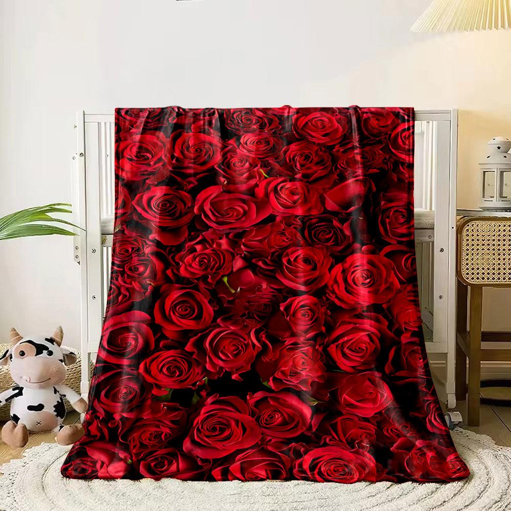 

Dense arrangement of vibrant red roses forming a seamless floral pattern. for all seasons blanket lunch break throw gift 80cm x 120cm