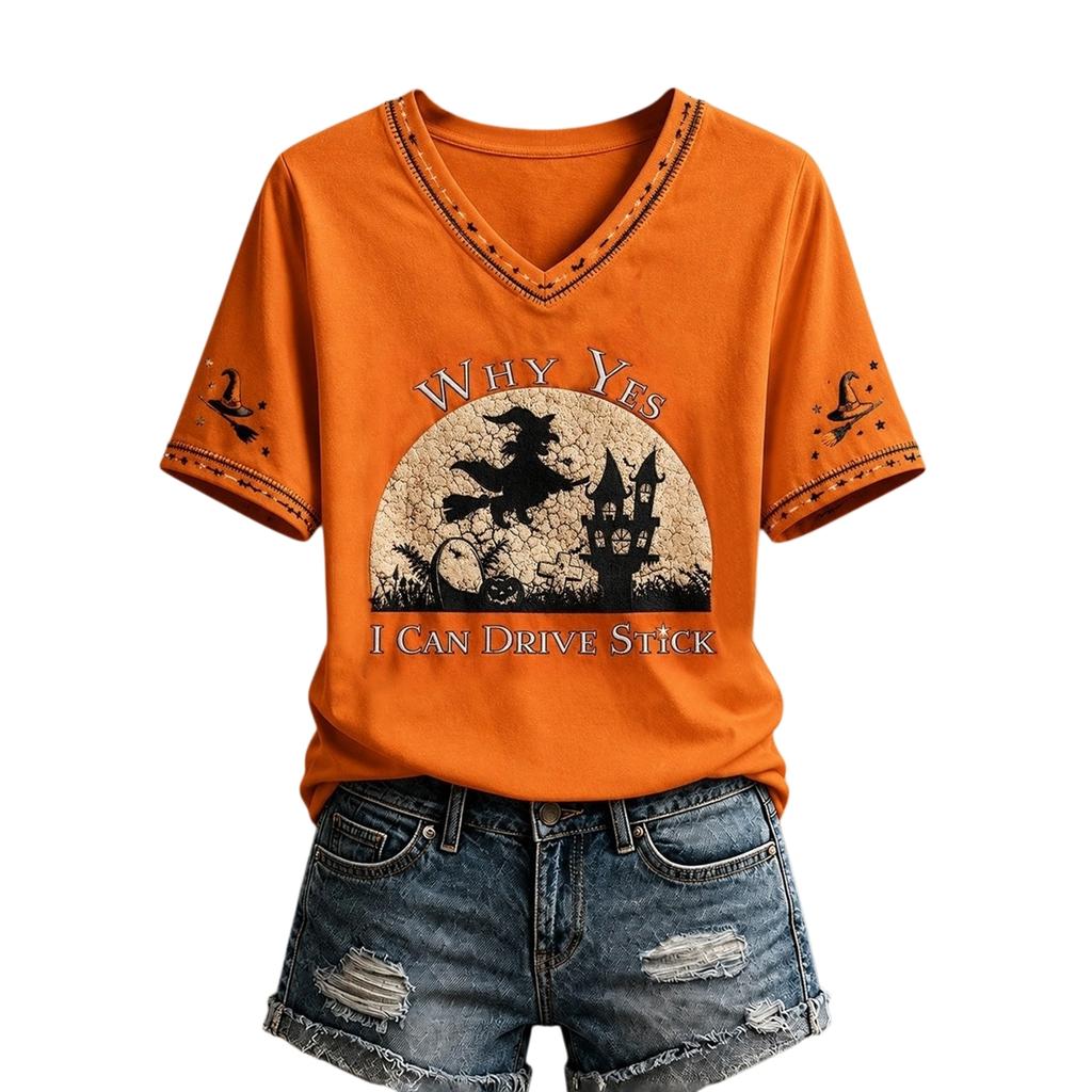 Women's Casual Halloween Print Short Sleeve T-Shirt