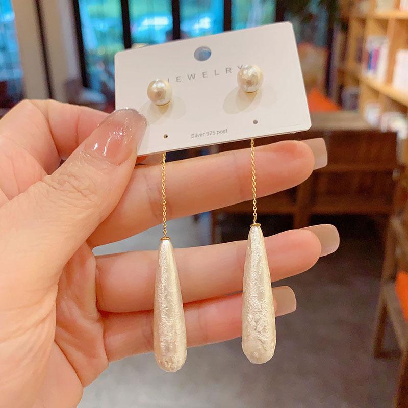 Cotton pearl fringed earrings fashion niche stud earrings personality exaggerated earrings