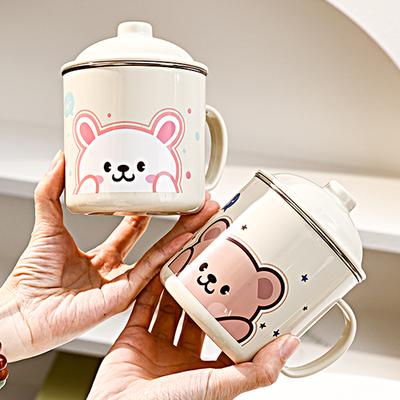 410ML 304 Stainless Steel Double Wall Water Cup For Kids Students Large Capacity Cute Tumbler With Lid & Handle Milk Coffee Mug