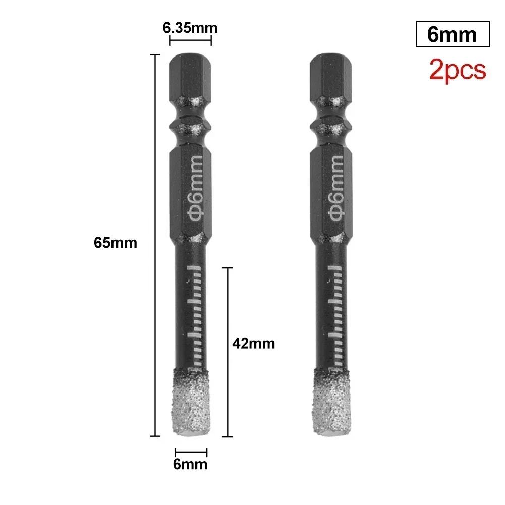 Hole Saw Drill Bit 5/6/8/10/12/14/16mm Black 2PCS 5 -16mm Diamond Length 10mm Drill Bits Marble Ceramic Tile Brand New