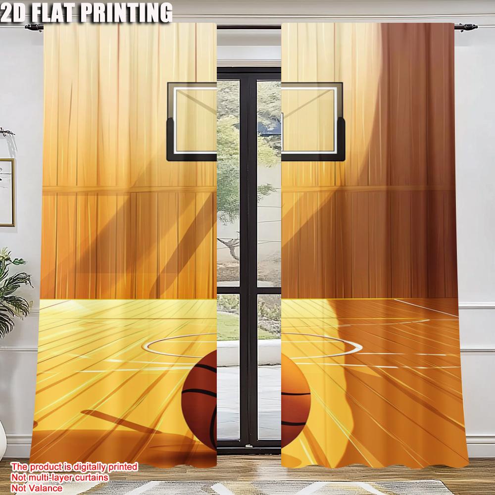 2pc    Party Window Curtains Basketball Court Light Filter Family Party Use for Classroom Decoration