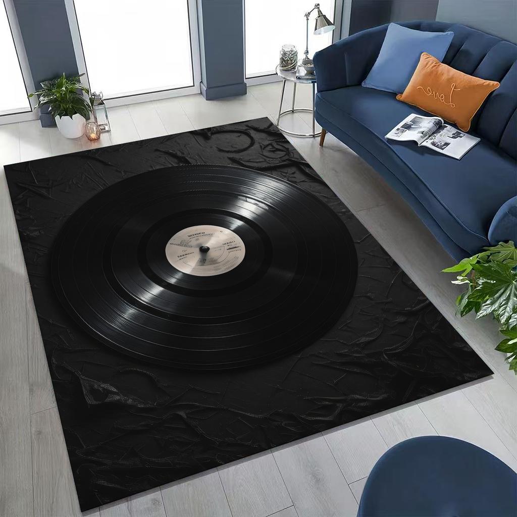 Vinyl Record Music Carpet DJ Screen Tape Rug for Bedroom Living Room Sofa Home Doormat Decor,Large Kid play Non-slip Floor Mat