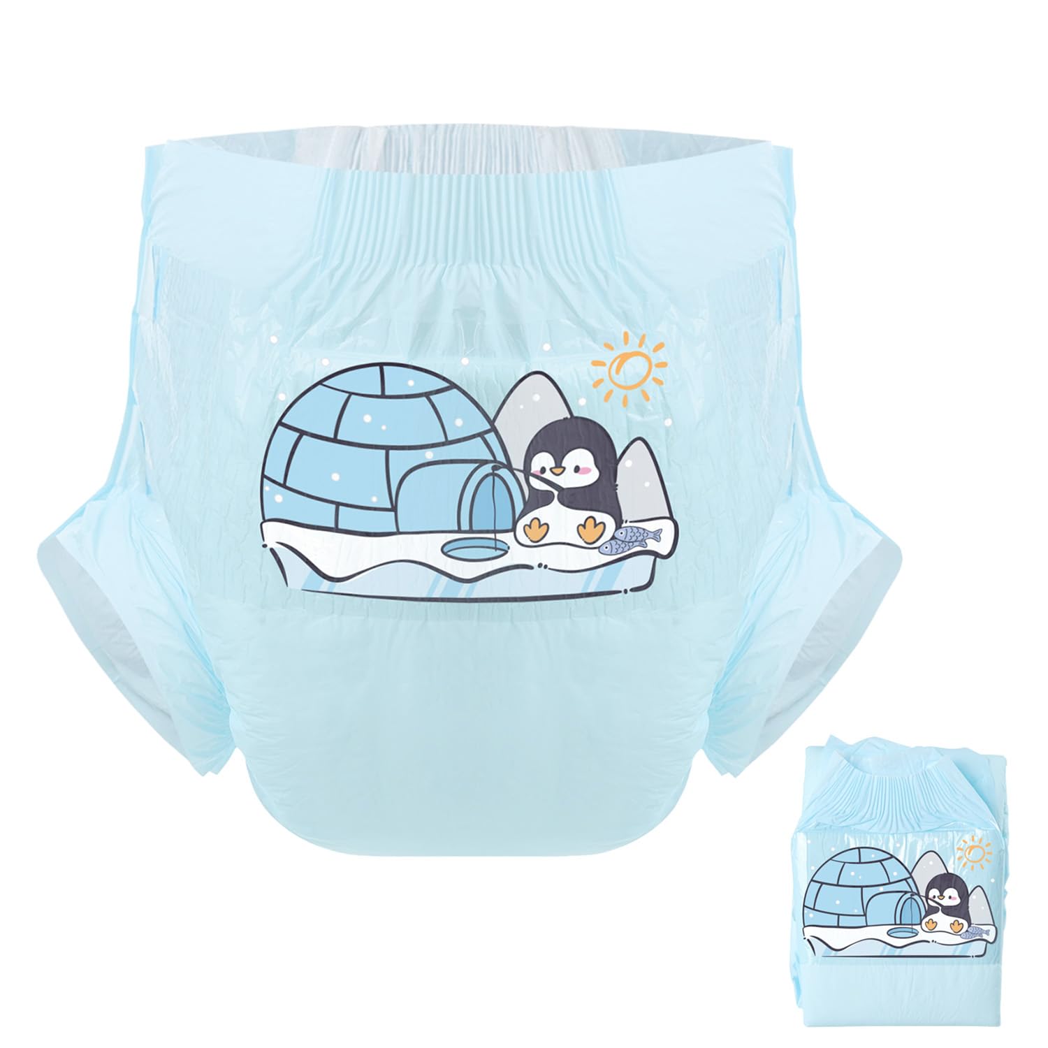

Набор подгузников для взрослых CutiePlusU с максимальной ночной впитываемостью при недержании, унисекс, голубая подложка, пингвин рыбачит (3-Pack) Этикетки, Брюки, - (М, синий
