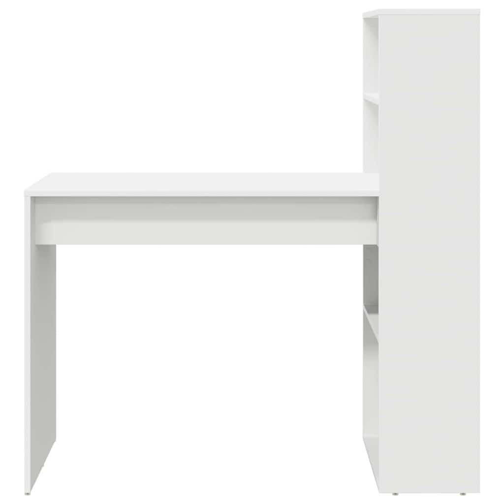 White Desk with Shelf 113 x 54 x 120 cm Engineered Wood