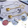 Hemoton Five-Pointed Star Dessert Spoon Set Stainless Steel Gold Coffee Tea Ice Cream Spoons 5.7 Inch Star Handle Flatware for Kitchen Dining