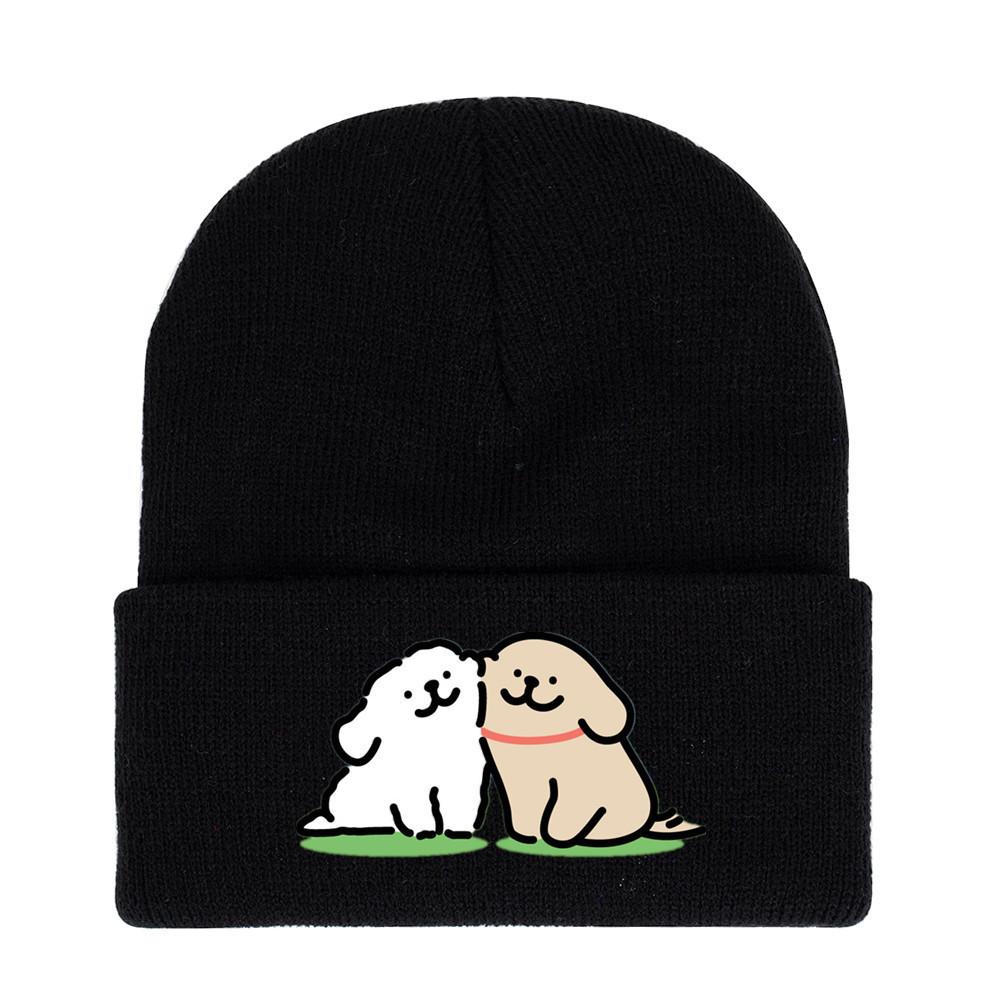 Winter Maltese Knit Hat With Printed Design For Men Women Casual Weather Cold