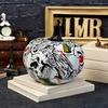 Hall Cabinet Skull Pumpkin Figure with Paint Pattern for Holiday Indoor Shelf Table Room for Mantels Entryway and Home