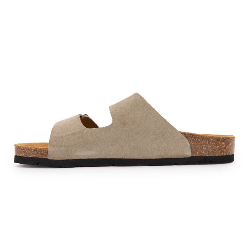 Women's Taupe Beige Suede Mules Double Strap PEPE JEANS