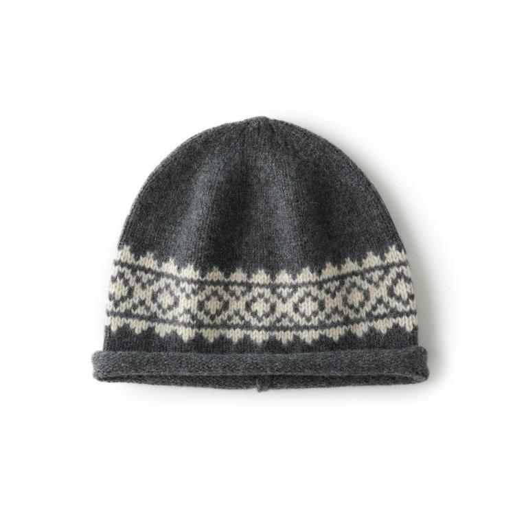 New autumn and winter pure cashmere thickened color matching rhombus knitted hat ear protector Lei Feng hat autumn and winter jacquard warm and cold