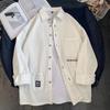 Men's Hong Kong Style Long-Sleeve Shirt: Trendy Loose-Fit Stitching Jacket for Early Autumn, Unisex Couples Design