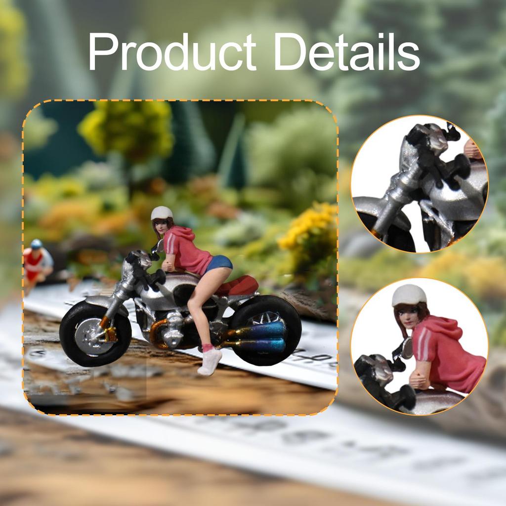 1:64 Miniature Figure Motorcycle Rider DIY Projects Painted Ornament Diorama