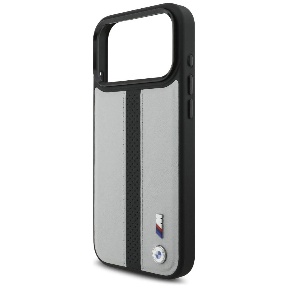 Etui BMW M Perforated Stripe Logo MagSafe na iPhone 17 Pro Max - szare