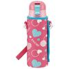 Skater Children's Water Bottle, 470ml, Direct Drinking, with Cover, Heart Polka Dot Design, Insulated, Stainless Steel, Lightweight, Sports Bottle, Ki