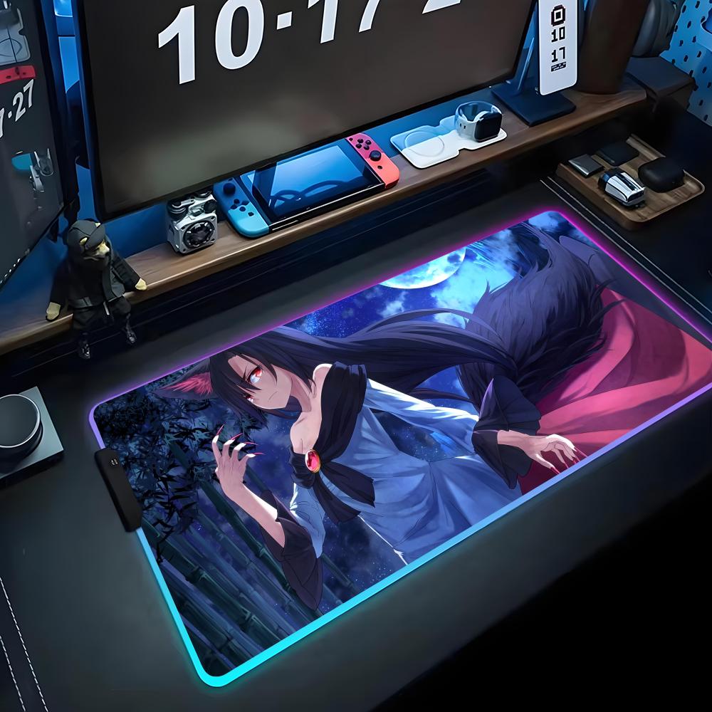 imaizumi kagerou Mouse Pad RGB Gaming Mousepad Big LED Pad PC Desk Mat Luminous Mouse Pad Large Keyboard Mats Table Rug With