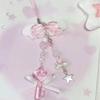 Sweet Bowknot Phone Charm Angel Wing Pendant Keychain for Bag Accessory Phone Strap Lanyard Beaded Key Chain Jewelry