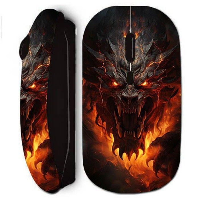Souris sans fil - Maniacase - Dragon Noir Du Feu - Optique - USB - Nano clé USB inclus