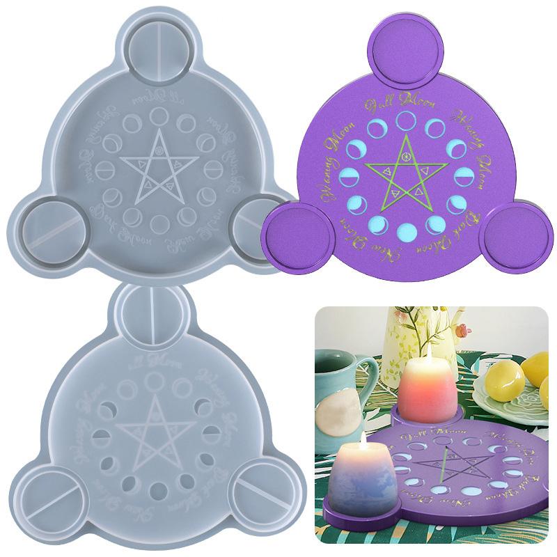 Silicone Moon Phase Candle Holder Resin Casting Mold Epoxy Mould Craft DIY