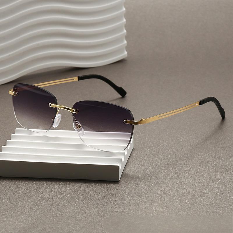 2026 Fashion New Style Frameless Elliptical Edge Cutting Men's Sunglasses with Advanced Sense and Fashion Trend