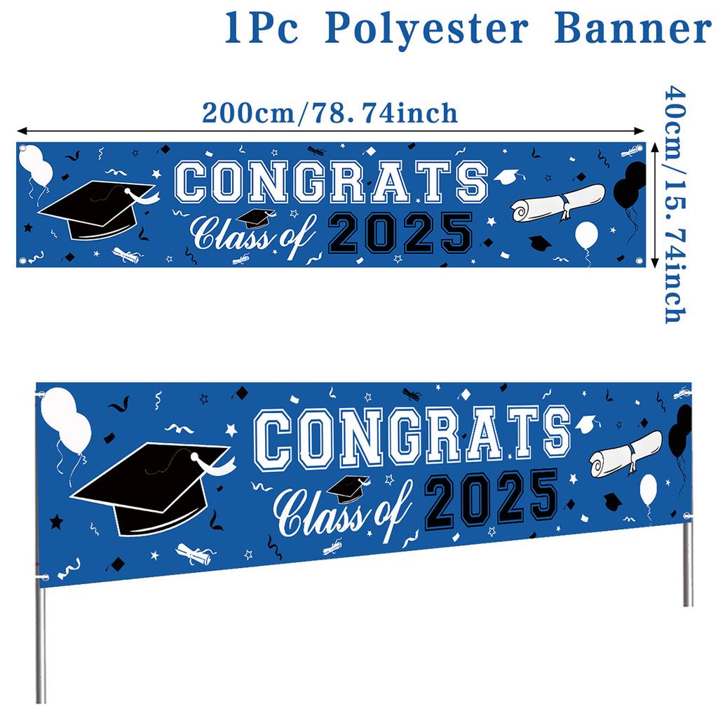 Herzlichen Glückwunsch Abschlussjahrgang 2025 Polyester Hängebanner Abschlusssaison Partydeko Outdoor Abschlusszeremonie Partyzubehör