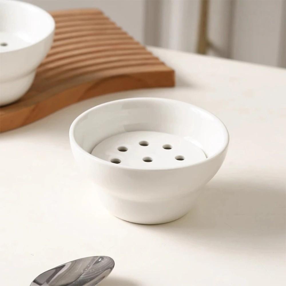Tableware Creative Hot Pot Drip Oil Bowl Ceramic Round Dipping Sauce Bowl Mesh 270ml Double-layer Filter Soup Bowl Home