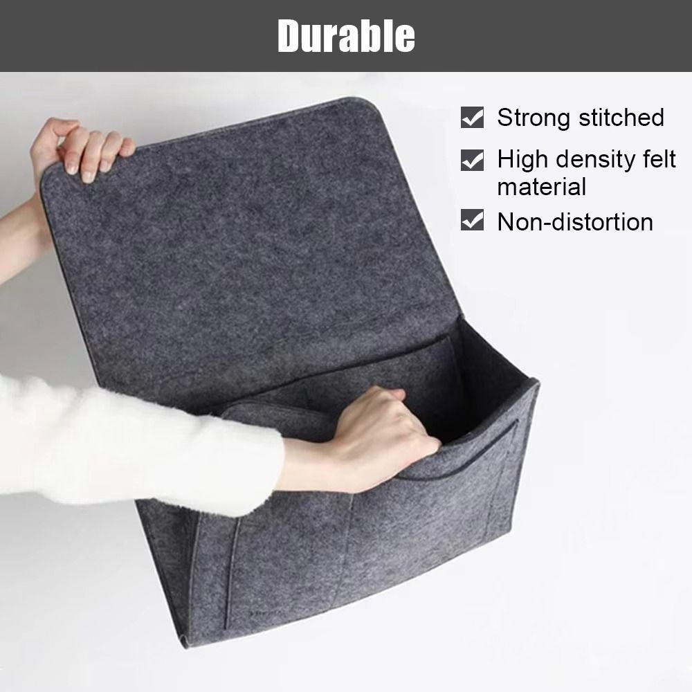 Large Capacity Felt Storage Bag Anti-slip with Pocket Bedside Hanging Bag Remote Holder
