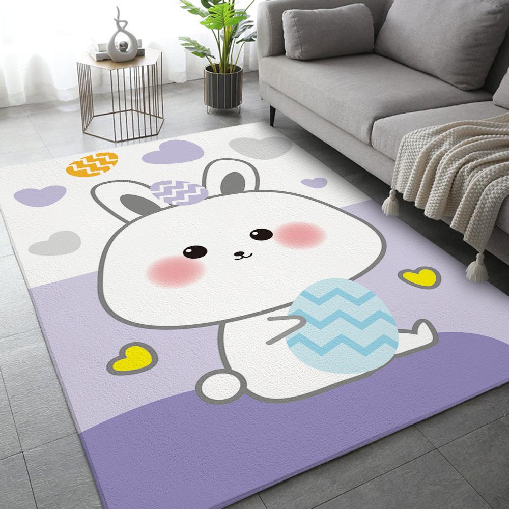 Kawaii Rabbit Rug Cartoon Animal Velvet Baby Room Floor Mat For The Living Room Bedroom Decor Carpet Home Kitchen Bath Tapis
