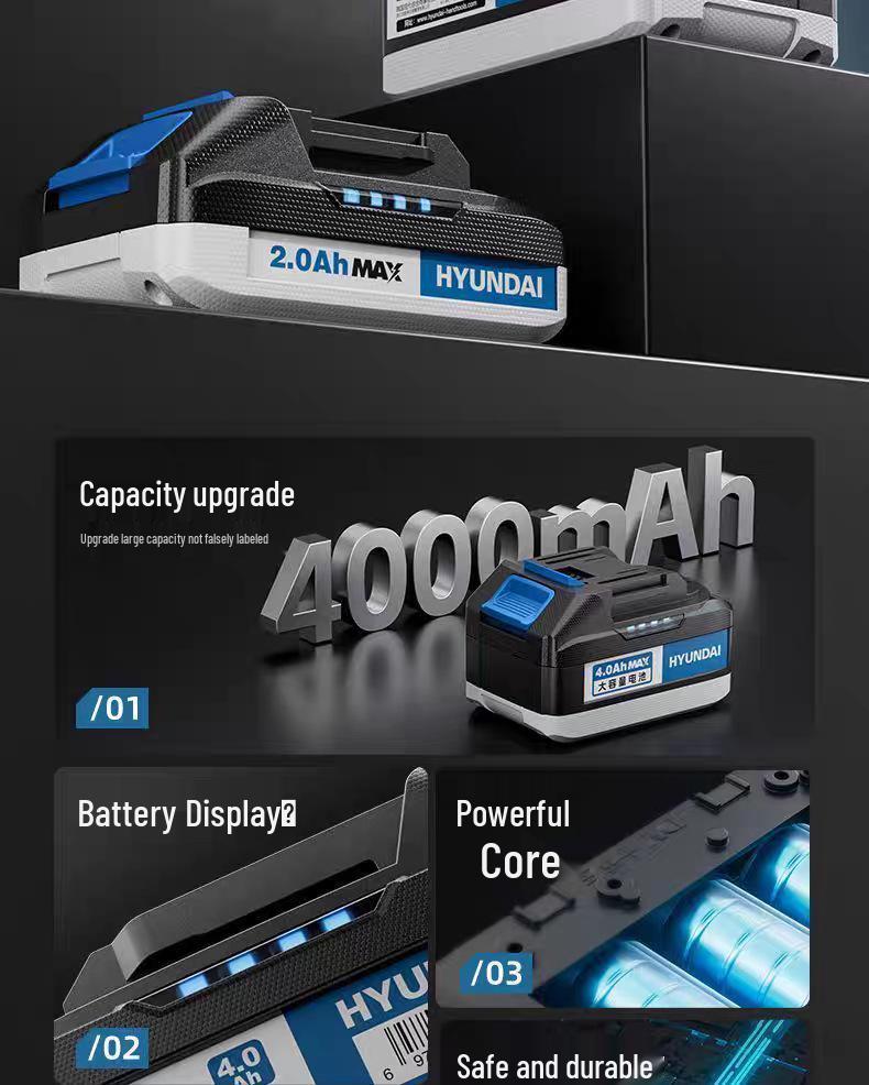 Hyundai Makita 21V Large-Capacity Lithium Battery for Power Tools - Fits Electric Drills & Angle Grinders