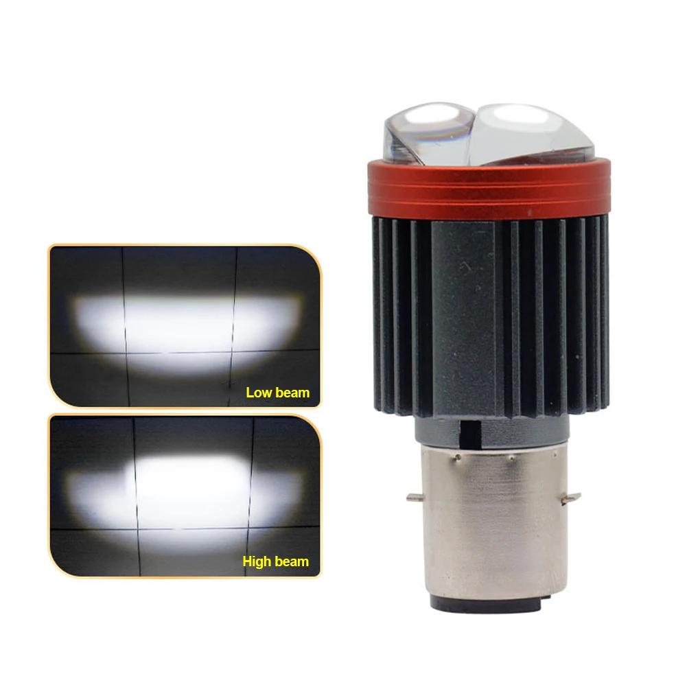 Motorcycle BA20D LED Headlight Dual-Lens Projector Headlamp Scooter Motorbike Spotlight Bulb DRL Hi/Lo Beam Bulbs for E-Bike ATV