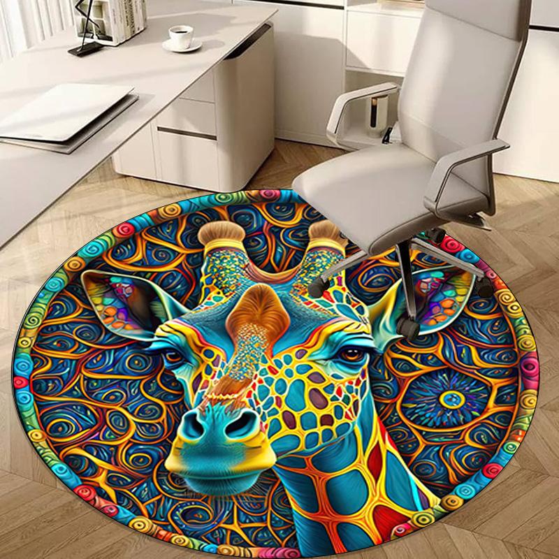 Animal Circular Rug - Office Decorative Carpet For Living Room Bedroom Door Mat Floor Rug Computer Chair Area Rug
