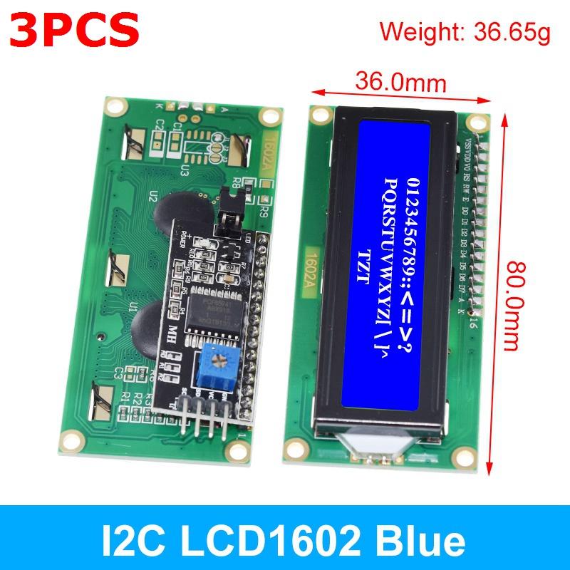 LCD1602 1602 LCD-Modul Blau/Gelb Grüner Bildschirm 16x2 Zeichen LCD-Display PCF8574T PCF8574 IIC I2C Schnittstelle 5V für Arduino