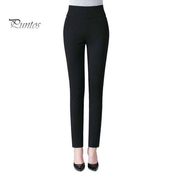 Mother Spring Pants High Waist Casual Stretch Pockets Solid Color Match Top Slim Fit Plus Size Pencil Women Clothing