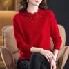 Year of the Rat Women's Thick Cashmere Sweater - Half-High Collar, Chinese Style, Plus Size, Red Winter Base Layer.
