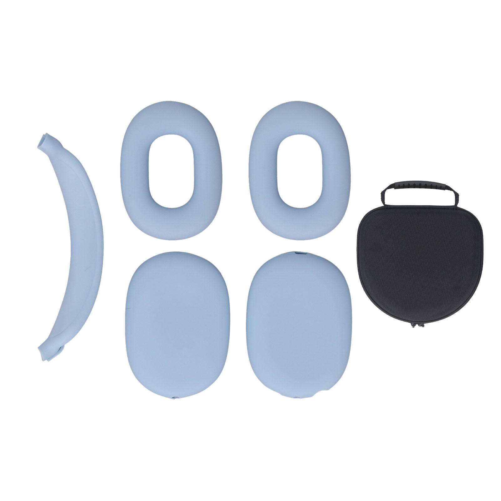 

Hard Shell Headphone Case with Silicone Ear Cups Cover Ear Pad Case Cover Headband Cover EVA Headset Blue