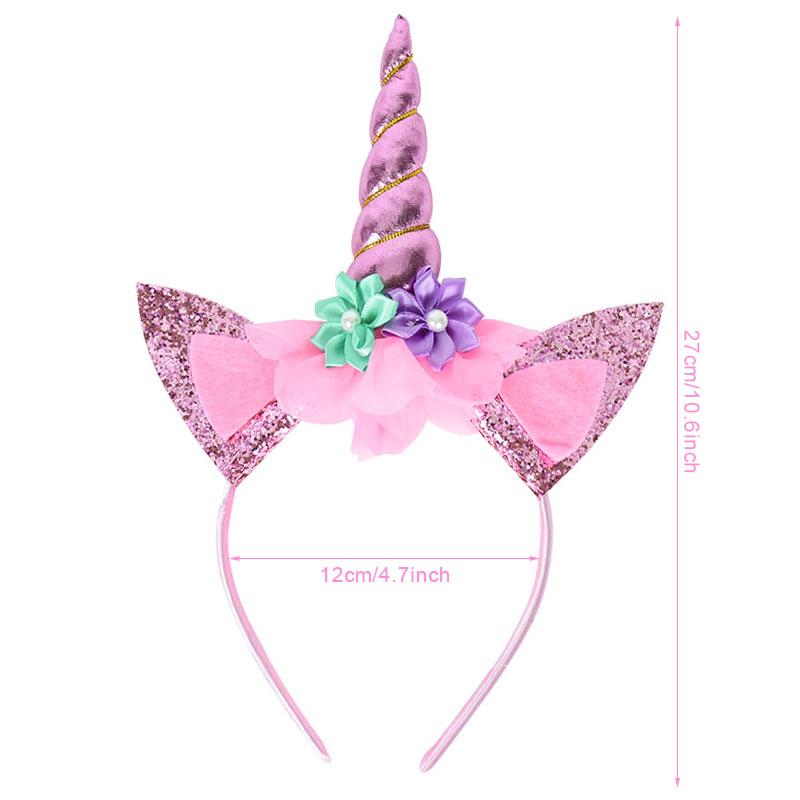 Unicorn Horn Headband Birthday Girl Sash Satin for Girl 1st Birthday Party Decoration Unicorn Theme Party Hair Band Baby Shower