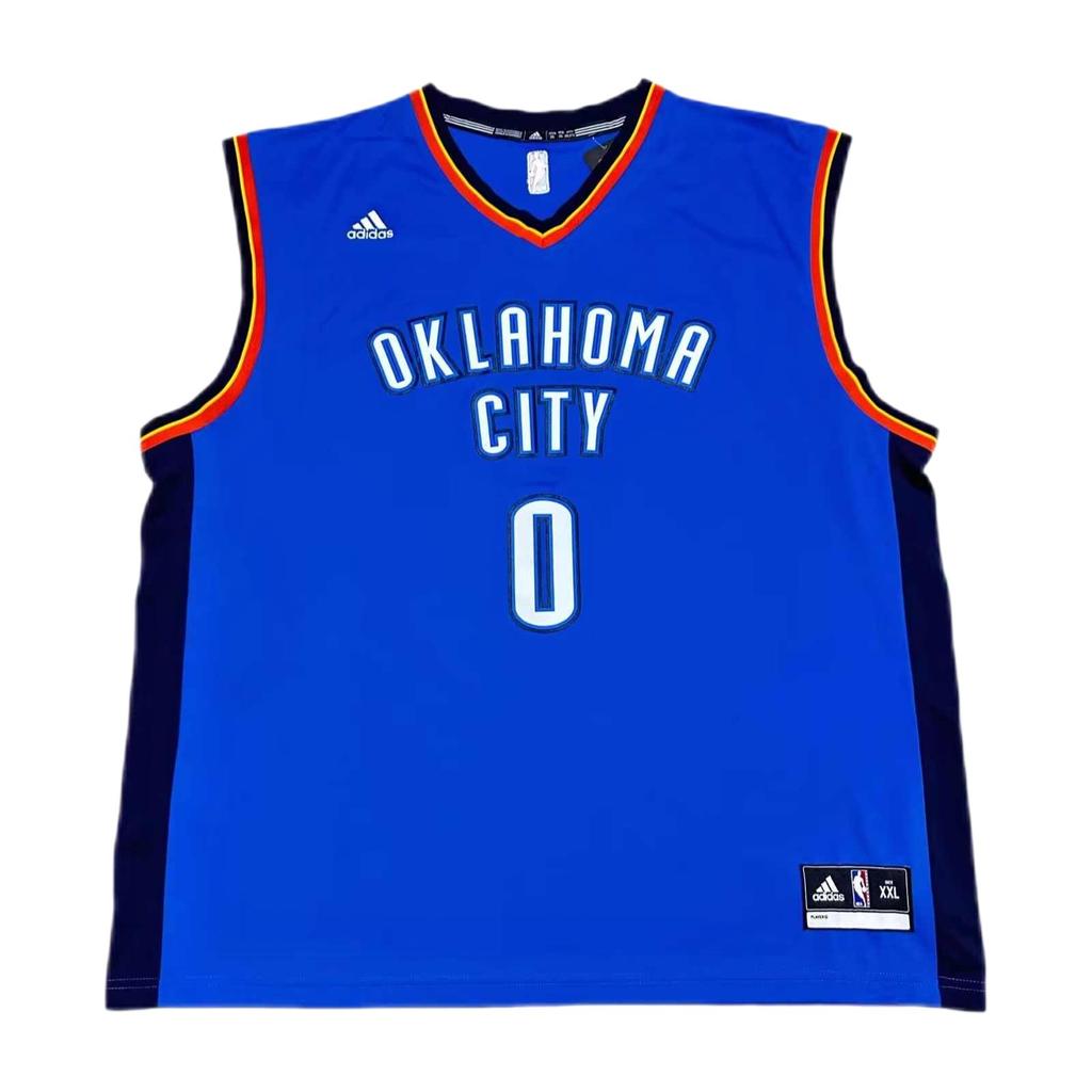 Adidas X NBA Collaboration Oklahoma City Thunder Russell Westbrook 0 Away V-Neck Sleeveless Basketball Jersey Unisex Jersey Blue 7818A-3CB-AEB1071
