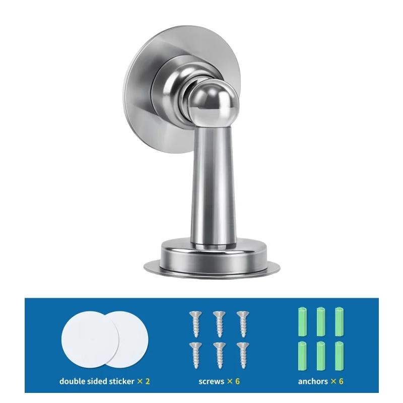 

Stainless Steel Door Stoppers Strong Magnetic Door Catch Heavy Duty Door Holder Stops Wall Floor Mounting Magnet Keep Door Open серебряный