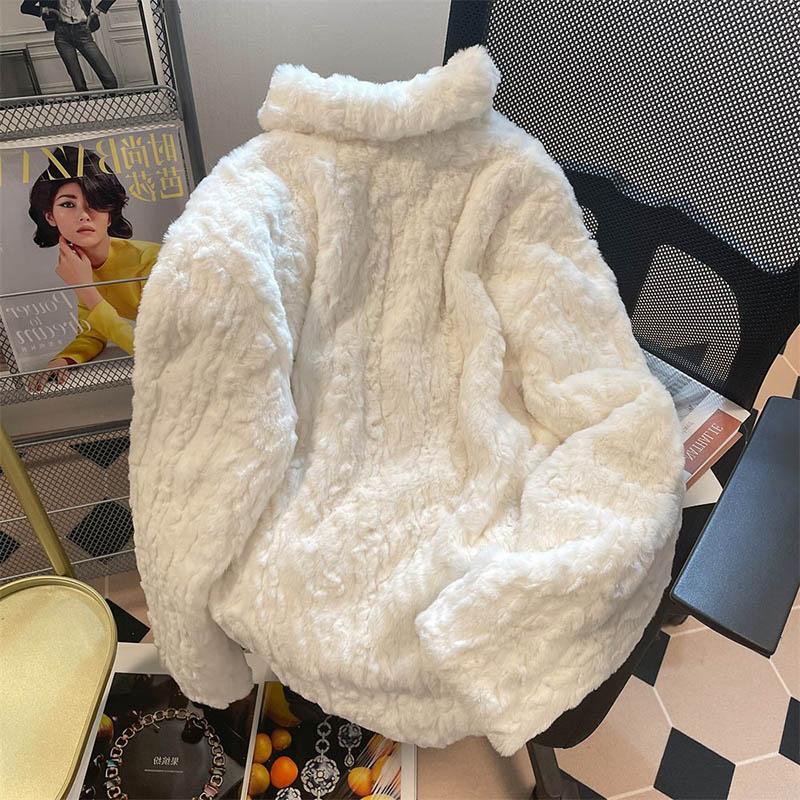 Coat for Women Cotton Plush Autumn Winter Thickened Fleece Sweatshirt Oversize Casual Loose Coat Jacket
